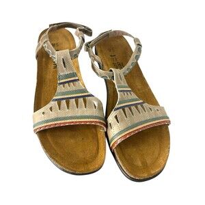 New Naot Khaki Gray Odelia Strappy Sandal Women US 11 Leather Slip On Shoes